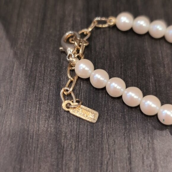 Vendôme 1970s Vintage Jewelry Set Pearl Necklace Clip On Earrings Enamel Gold - Picture 4 of 9